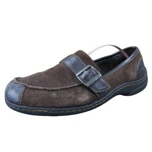 BOC Brown‎ Leather Suede Buckle Loafers Women's 8.5 Comfortable Casual Shoes
